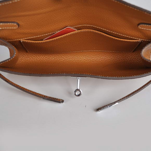 AAA Hermes Kelly 26CM Shoulder Bag Clemence Camel 60699 On Sale